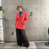 kamames 23 Spring and Summer New Hot Selling HOTan and NEWn Perspective Layered Mesh Bell-Bottoms Sexy Trousers 0313