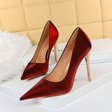 2025 1829-12  style sexy and thin thin heel super high heel satin high heel light mouth pointed high heel shoes women's single shoes
