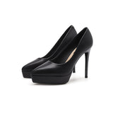 2025 1233B pointed thin heel high heels women's autumn 2025 new sexy waterproof table solid color super high heel single shoes women