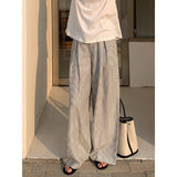 2025 THE MIND Tencel linen vertical stripe drape casual pants women's 2025 summer lazy wind loose wide-leg pants T273