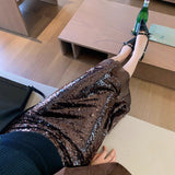 2025 Popularan goods  early spring high-end heavy industry sequined skirt women's niche designer chocolate brown skirt
