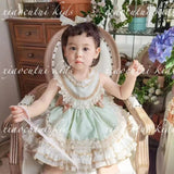 Kamames  Girls' Lolita Lace  Spring and Summer New Baby Girl Cake Dress One Year Old Celebration Dress Spanish Princess Dress