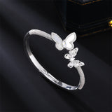2025 High-end natural fritillary butterfly bracelet inlaid with zircon light luxury fashion versatile women's niche open jewelry wholesale