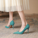 2025 966-A commuter simple super high heel women's shoes soft sole side empty pointed single shoes women's solid color temperament stiletto high heels