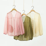 popular Summer Tencel Cotton Sunscreen Top, Transparent Light Sunscreen Shirt Cardigan, Lyocell Shirt A0625