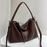 Retro Lazy Wind Women's Bag Leather Tote Bag Top Layer Vegetable Tanned Cowhide Underarm Bag Premium Messenger Bag Women 1101