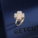 2025 Niche design sense light luxury earrings rings flower collarbone chain earrings tide rotatable clover jewelry set