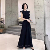 2025 Black evening dress women's banquet temperament lace slim dress  new high-end birthday can be worn in spring