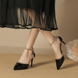 2025 8088-23 One-word waterproof table bag head hollow sandals female sexy pointed thin heel rivet high heels are not tired