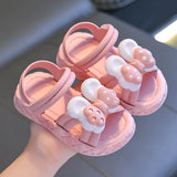 KAMAMES Girls Sandals Princess Shoes Summer Non-Slip Soft Bottom Bowknot Big Middle Children Fashionable Stylish Open Toe Beach Sandals