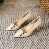 2025 7955-5 Simple and fashionable H-buckle single shoes for women 2025 new pointed thin heels high heels  banquet single shoes for women