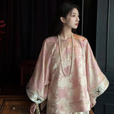 New national style new Chinese jacquard silk shirt loose high sense celebrity temperament thin top M5139
