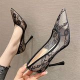 2025 988-6 Korean version of sexy lace temperament high heels pointed thin heels single shoes fairy fairy style super high heels women's shoes