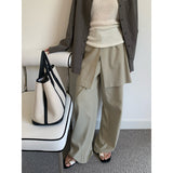 2025 THE MIND design fart curtain stacked casual pants women's 2025 spring and summer new Korean version wide-leg suit pants T231