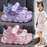 KAMAMES Girls' Sandals  Summer New Versatile Fashion Soft Bottom Lightweight Medium and Big Children Sports Casual Beach Sandals