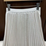2025 spring and summer new minimalist and thin solid color pleated skirt