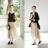Suit Summer Women's Casual Wear, Sunscreen Shirt Black Top B0617 Big Swing Skirt Half Skirt Long Skirt B0618