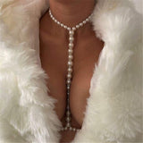 2025 MW2833  accessories simple fashion rough pure white pearl chain neck necklace clothing accessories