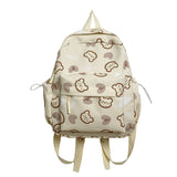 Xiulong Simple Cute Backpack College Vintage Small Backpack Mori Style Little Bear Cartoon Printed Student Schoolbag