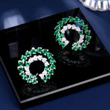 2025 Light luxury new double-row C-shaped love heart-shaped large circle stud earrings exaggerated atmosphere fashionable large C-shaped love earrings