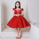 Kamames  Children's Host's Dress Princess Dress Pettiskirt Heavy Industry Girl's Western Style Catwalk Piano Performance Costume Sequins