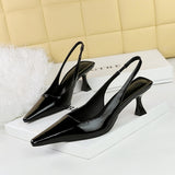 2025 2A05  style retro banquet women's shoes high-heeled wine glass heel shallow mouth square head hollow back strap empty single shoes women