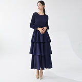 2025 Hot trade hot-selling Mizhai dress long high-end a-word skirt showing thin temperament elegant early autumn long-sleeved cake skirt