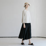 popular spring new Chinese coat new, beige round neck seven-quarter sleeve Chinese top women's B0119