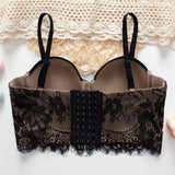 Spring new lace sling  beauty back wrap chest anti-light adjustable small vest gathered with steel ring tube top
