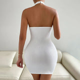 2024 Spring/Summer European and American Women's Clothing New Party Dress Sexy Backless Stand Collar Sleeveless Sheath Dress