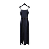 2025 THE MIND denim suspender jumpsuit women's 2025 summer new waist and thin with fanny pack jumpsuit 055AX