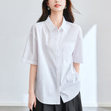 Cotton cocoon, white short-sleeved shirt women's summer  new commuter versatile Korean version white shirt casual versatile