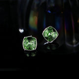 2025 Super flash color square light luxury crystal earrings women's ins style niche design s925 silver needle fashion versatile earrings