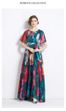 High-end  dress women's popular new design printing strap waist long chiffon vacation skirt