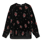 Guofeng Winter  New Flower Embroidery Bead Design Shirt Fashion Crew Neck Mulberry Silk Top MZ005