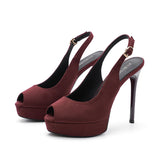 2025 1688-C Sexy temperament Fish mouth thin heel high heel empty sandals women's not tired feet waterproof table suede high heels