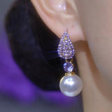 Violet leaf fringed ear buckle sweet fashion purple gas Donglai earrings temperament golden branches jade leaves long earrings
