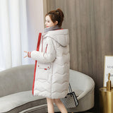 Down cotton-padded women's winter clothing New new Korean version loose cotton-padded women's medium and long thickened bread cotton-padded jacket