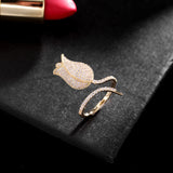 2025 Japan and South Korea simple index finger ring Internet celebrity style inlaid zircon light luxury fashion personalized tail ring open rose ring female