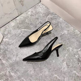 kamames Factory Direct Supply Cross-Border Style Women's Fashion Shoes Pointed High Heel Sandals Women's Back Empty Closed Toe Solid Color Cool Heel Shoes