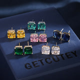2025 S925 silver needle earrings geometric square zircon earrings niche design temperament versatile small square diamond simple stud earrings