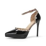 2025 8088-23 One-word waterproof table bag head hollow sandals female sexy pointed thin heel rivet high heels are not tired