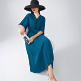 2025 Summer dress women's high-end sense light and breathable lace-up loose meat covering and thin five-quarter sleeve temperament versatile skirt