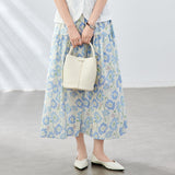 Cotton cocoon  summer new  temperament floral skirt