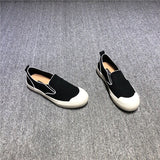 kamames New HOTan Goods HOTan Station Women's Genuine Leather Shoes All-Matching round Toe Flat Korean Casual Canvas Shoes Pumps Board Shoes