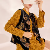 Spring new national style design sense mulberry silk light luxury black beads irregular embroidery temperament vest MZ093