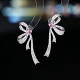 2025 Light luxury design sense niche bow ribbon earrings s925 silver needle high-end exquisite super fairy unique fashion earrings