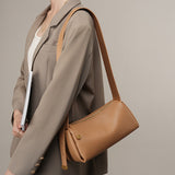 KAMAMES 2025 Cowhide black bag popular new leather messenger bag women's high-end baguette underarm bag summer soft leather women's bag
