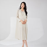 2025 summer mom dress women's high-end Popular style v-neck loose large size middle-aged elegant medium and long dress