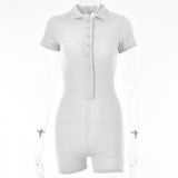 2025 eBay hot-selling  summer new onesie sexy small lapel cardigan single-breasted shorts onesie
